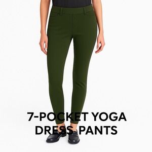 NWT Betabrand 7 Pocket Dress Yoga Pants Skinny Size M Petite Olive Ponte